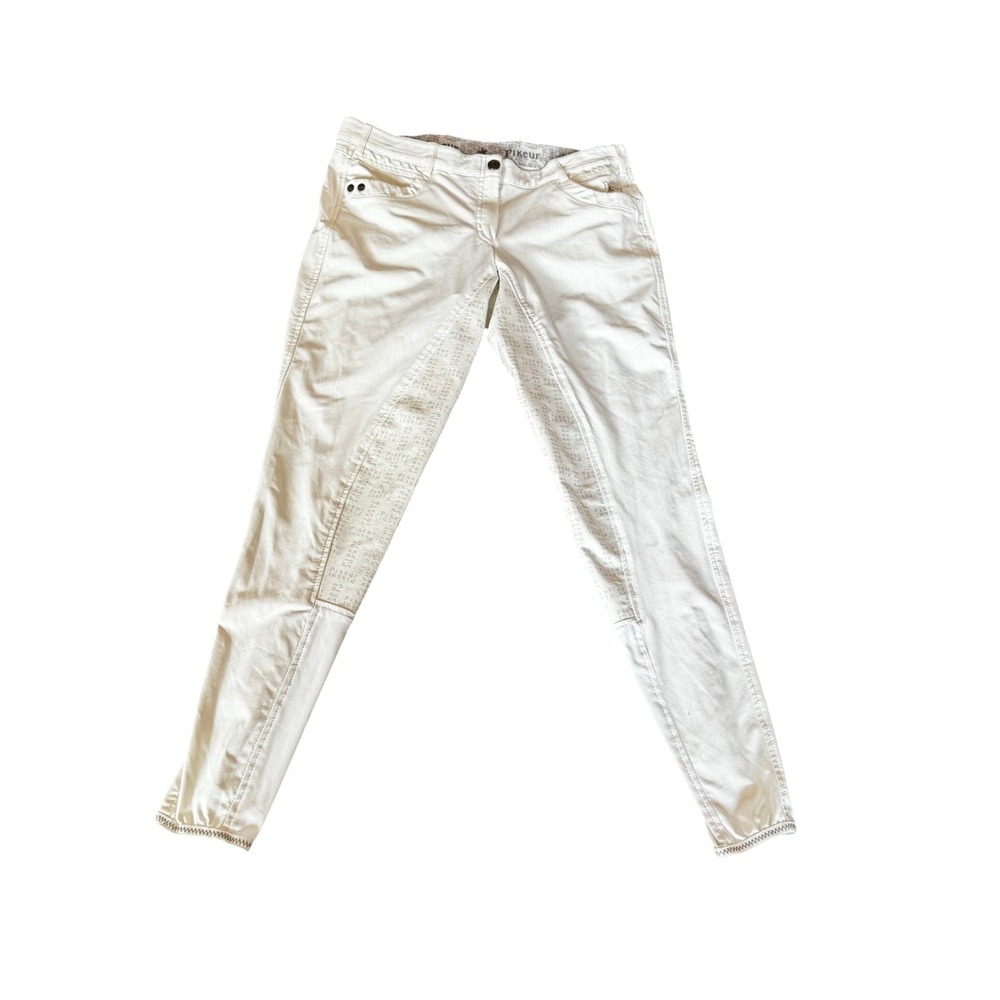 Pikeur Women White Full Seat Grip Equestrian Riding Breeches Pants Size 30W